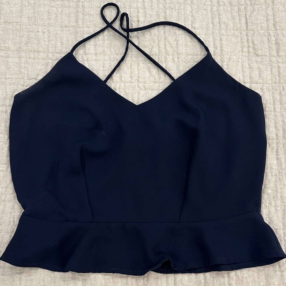 Elegant Navy Peplum Top